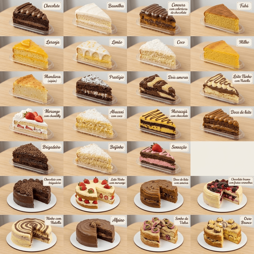 Catálogo de sabores da F&R Bolos